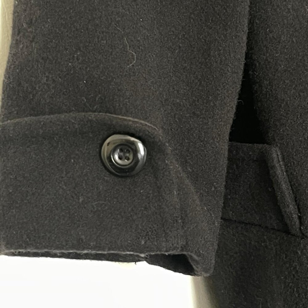 DONNYBROOK Black Vintage 100% Wool Coat Double Breasted full Length S 2P - Picture 8 of 14